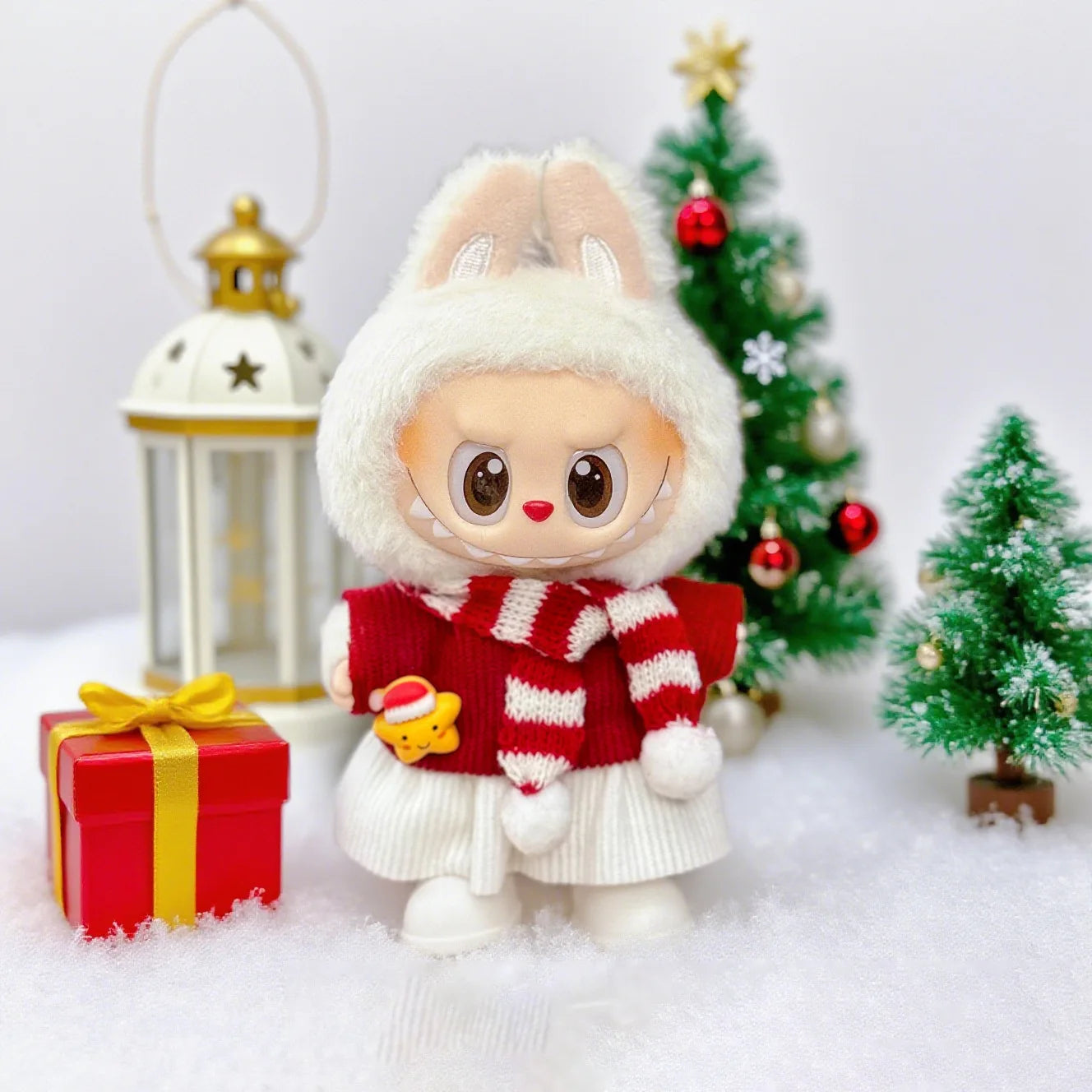 17cm Cute Mini Plush Doll'S Clothes Outfit Accessories For Korea Kpop Exo Labubu Idol Dolls Christmas Knitted Sweater Kid Gift