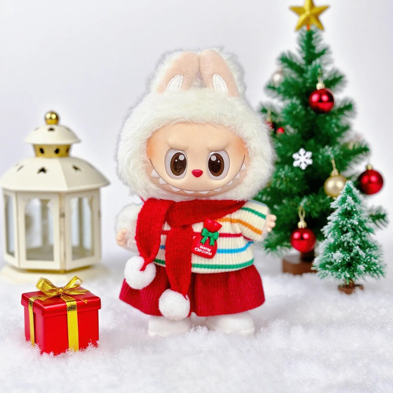 17cm Cute Mini Plush Doll'S Clothes Outfit Accessories For Korea Kpop Exo Labubu Idol Dolls Christmas Knitted Sweater Kid Gift
