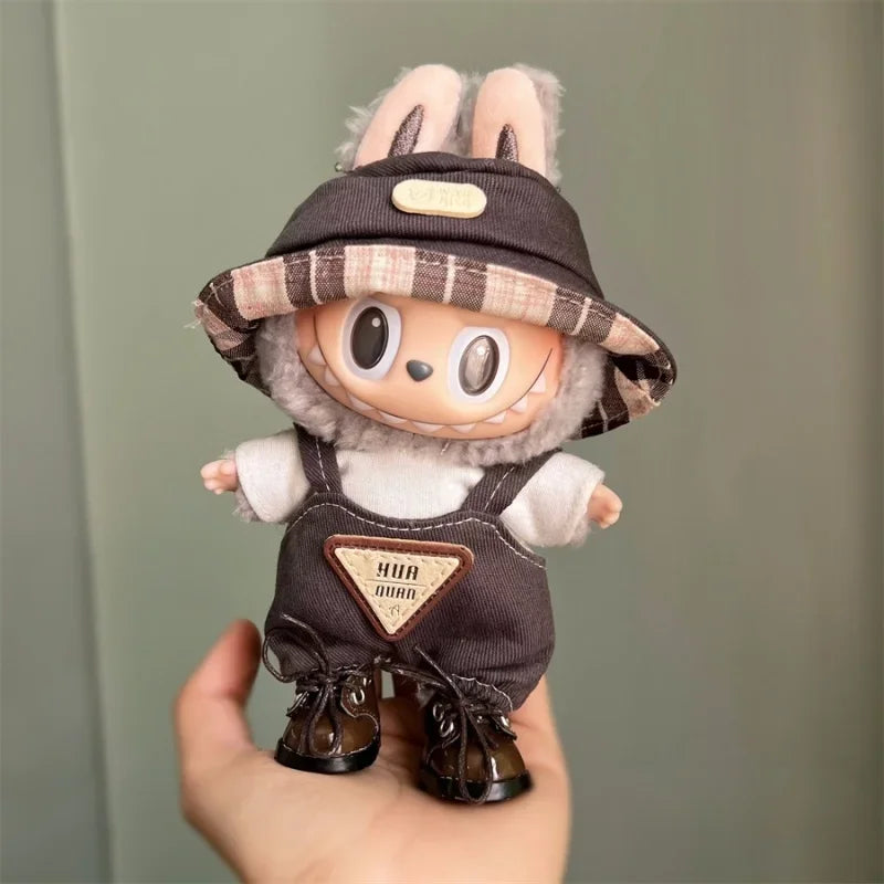 17cm Mini Plush Doll'S Clothes Outfit Accessories No Doll for Korea Kpop Exo Labubu Overalls Clothing Gift
