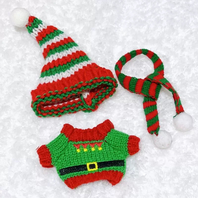 17cm Cute Mini Plush Doll'S Clothes Outfit Accessories For Korea Kpop Exo Labubu Idol Dolls Christmas Knitted Sweater Kid Gift