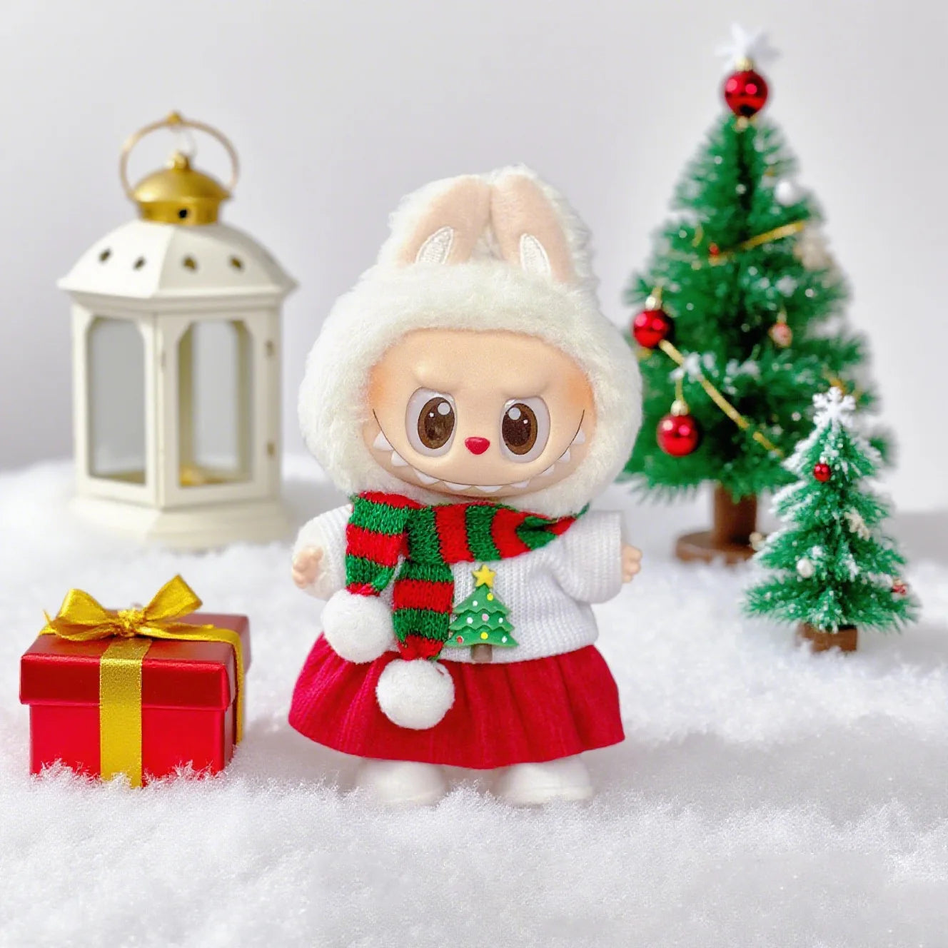 17cm Cute Mini Plush Doll'S Clothes Outfit Accessories For Korea Kpop Exo Labubu Idol Dolls Christmas Knitted Sweater Kid Gift