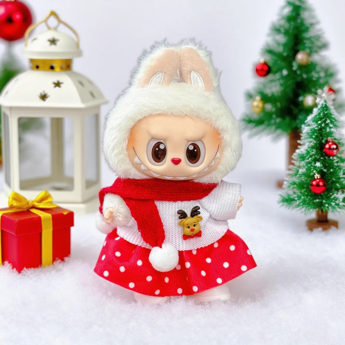 17cm Cute Mini Plush Doll'S Clothes Outfit Accessories For Korea Kpop Exo Labubu Idol Dolls Christmas Knitted Sweater Kid Gift