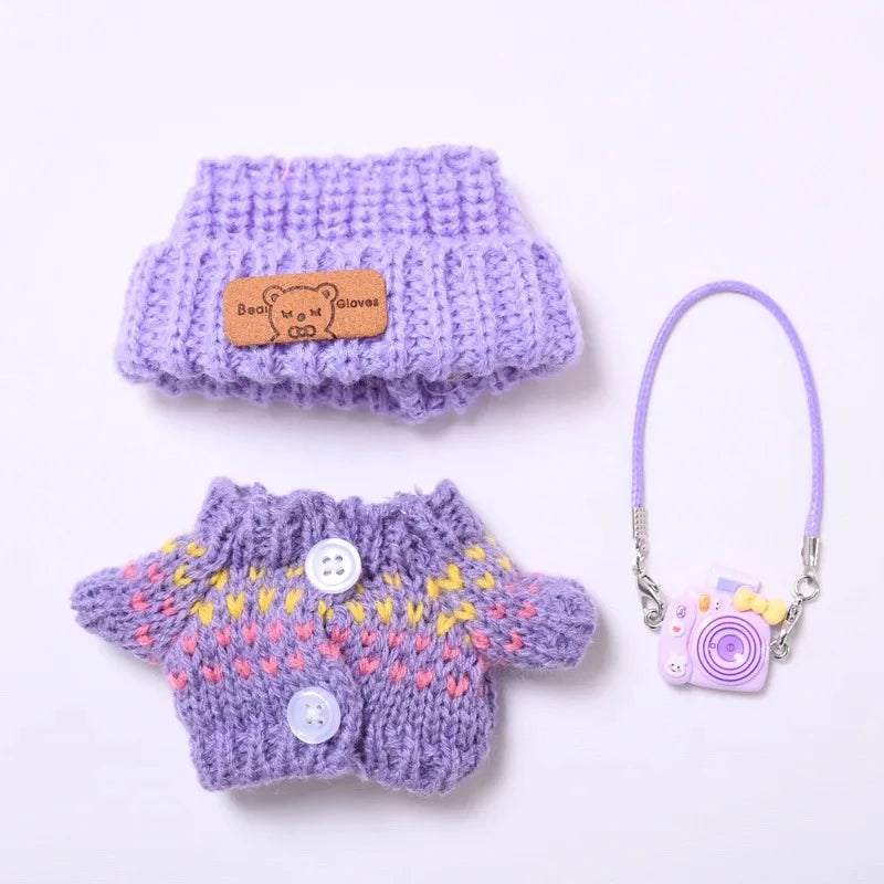 17cm Cute Mini Plush Doll'S Clothes Outfit Accessories For Korea Kpop Exo Labubu Idol Dolls Sweater Clothing DIY Kids Girl Gift
