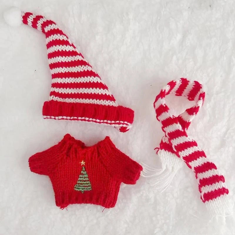 17cm Cute Mini Plush Doll'S Clothes Outfit Accessories For Korea Kpop Exo Labubu Idol Dolls Christmas Knitted Sweater Kid Gift