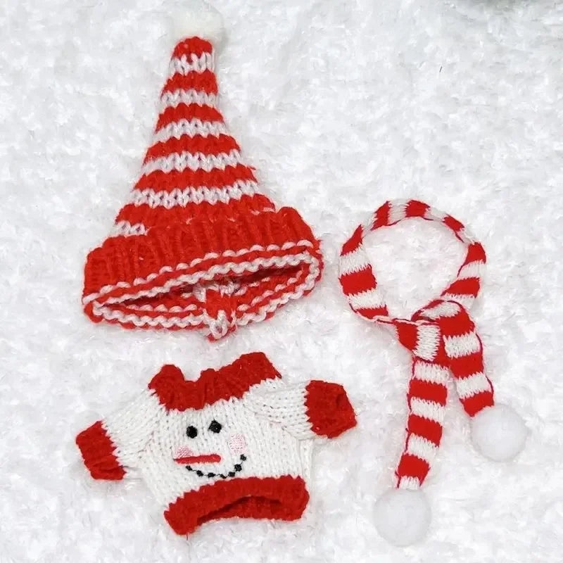 17cm Cute Mini Plush Doll'S Clothes Outfit Accessories For Korea Kpop Exo Labubu Idol Dolls Christmas Knitted Sweater Kid Gift