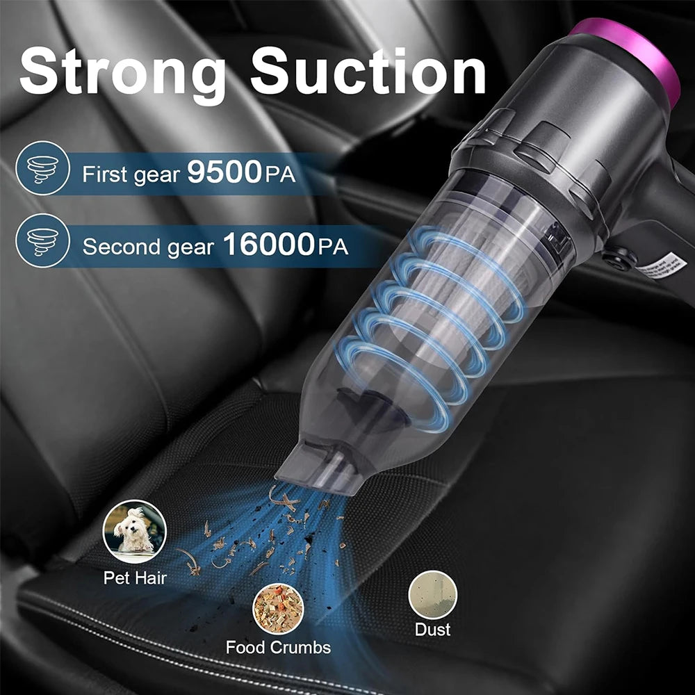 Portable Wireless Car Vacuum Cleaner Rechargeable Handheld Brushless Dust Blower High Power Cleaning Tool for Household Gap Cars