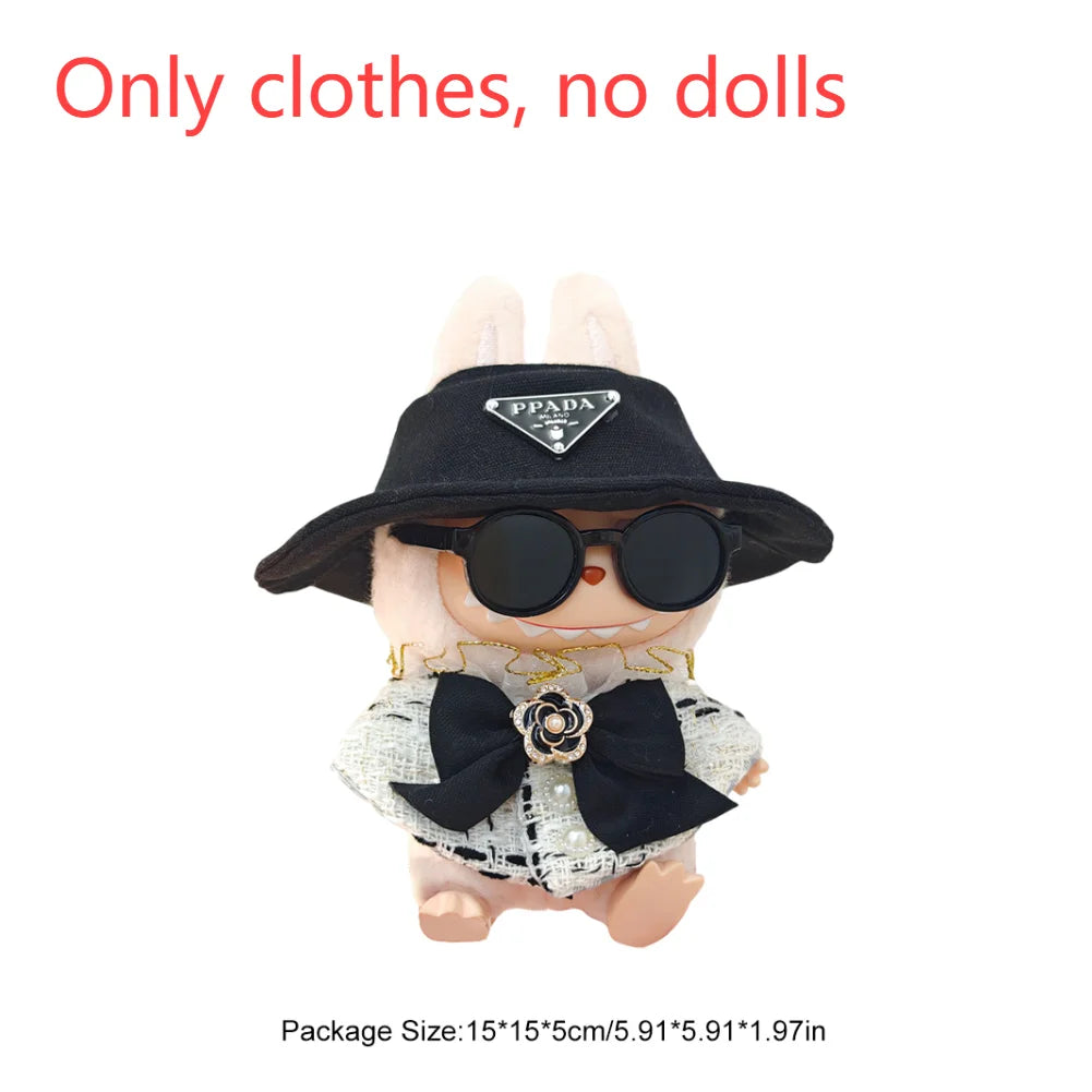 17cm Mini Plush Doll'S Clothes Outfit Accessories For Korea Kpop Exo Labubu I II Idol Dolls sit party overalls Clothing Gift