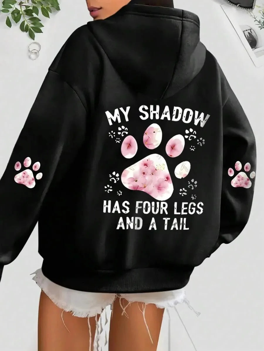 Pet - Inspired Pure Cotton Hoodie Featuring Sakura Paw Prints and Sweet Text - Charming Fashion Choice Stylish Option Pet Owners