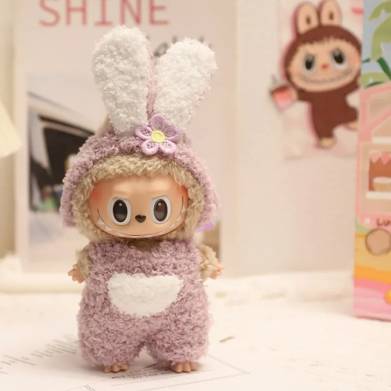 17cm Cute Mini Plush Doll'S Clothes Outfit Accessories For Korea Kpop Exo Labubu Idol Dolls donut overalls Clothing DIY Kid Gift