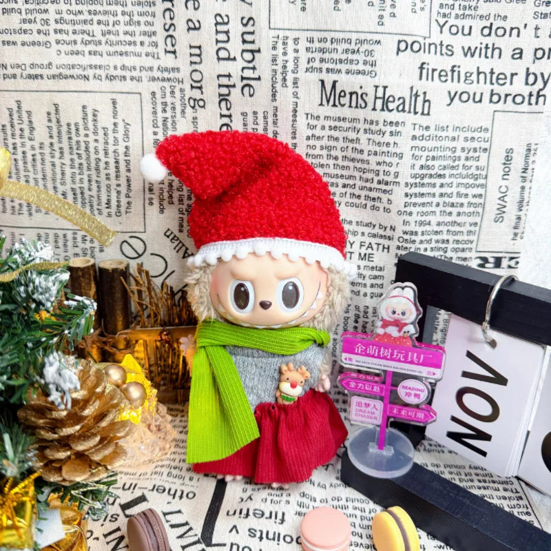 17cm Cute Mini Plush Doll'S Clothes Outfit Accessories For Korea Kpop Exo Labubu Idol Dolls Christmas Knitted Sweater Kid Gift