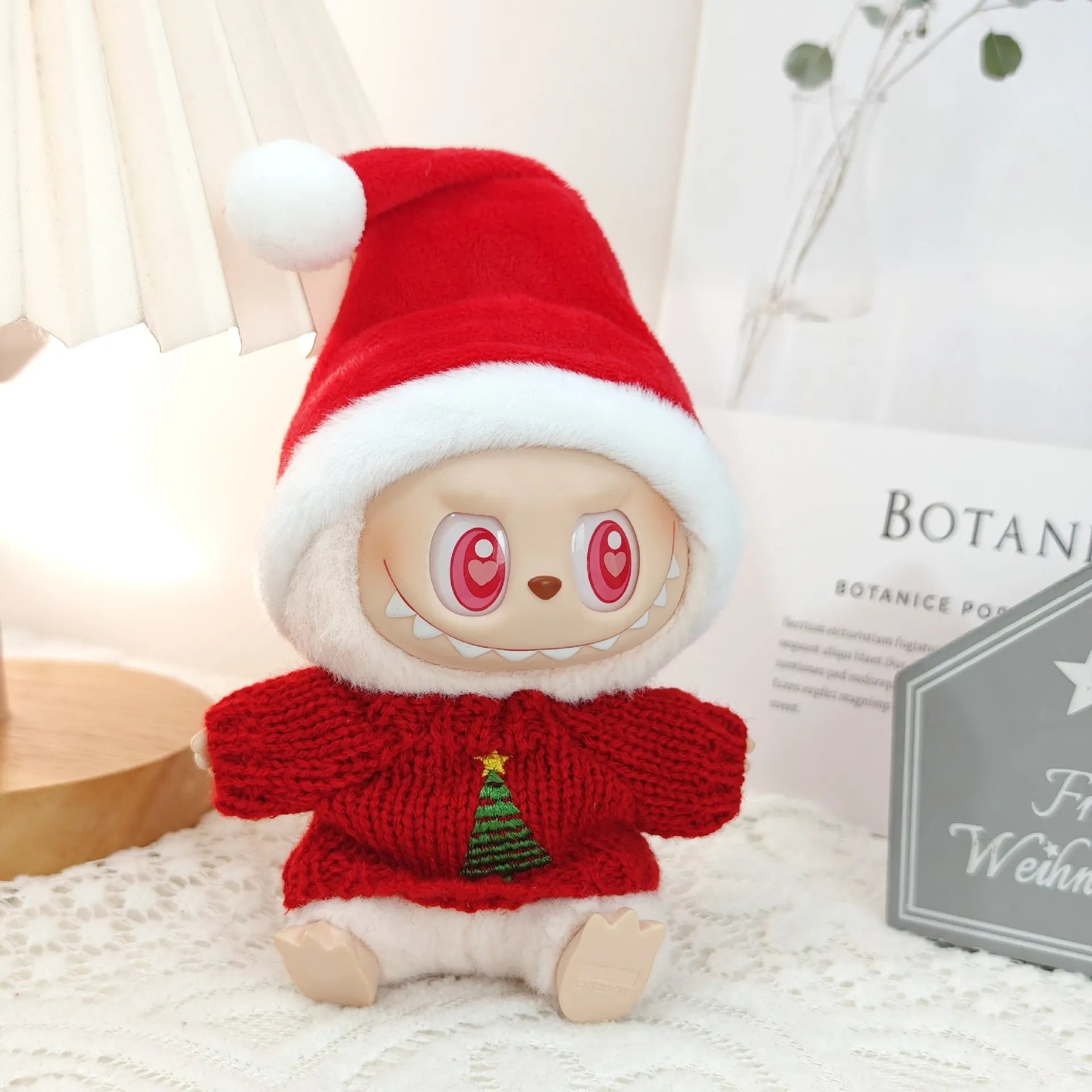 17cm Cute Mini Plush Doll'S Clothes Outfit Accessories For Korea Kpop Exo Labubu Idol Dolls Christmas Knitted Sweater Kid Gift