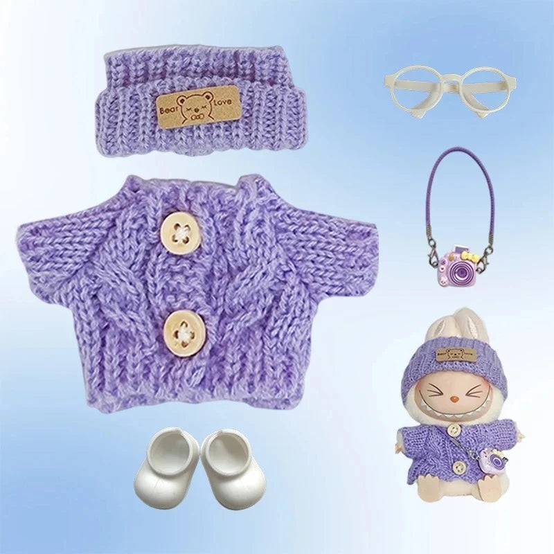 17cm Cute Mini Plush Doll'S Clothes Outfit Accessories For Korea Kpop Exo Labubu Idol Dolls Sweater Clothing DIY Kids Girl Gift