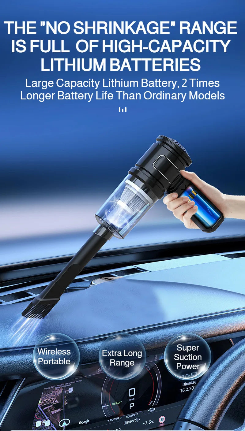Wireless Rechargeable Car Vacuum Cleaner, Home & Car Dual Use Handheld Portable, High Power Strong Suction，Easy Clean for