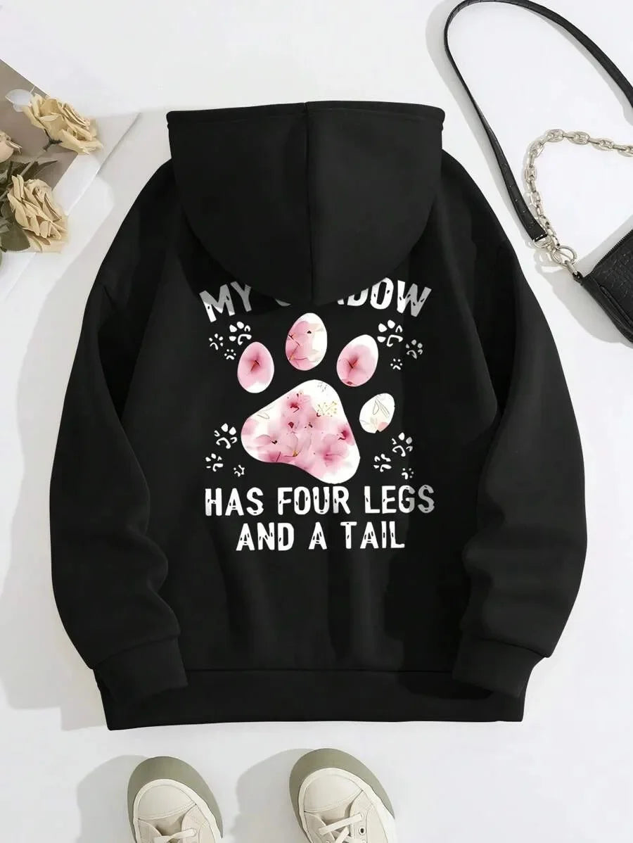 Pet - Inspired Pure Cotton Hoodie Featuring Sakura Paw Prints and Sweet Text - Charming Fashion Choice Stylish Option Pet Owners