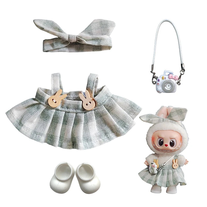 17cm Cute Mini Plush Doll'S Clothes Outfit Accessories For Korea Kpop Exo Labubu Idol Dolls Skirt Hat Clothing DIY Kids Gift