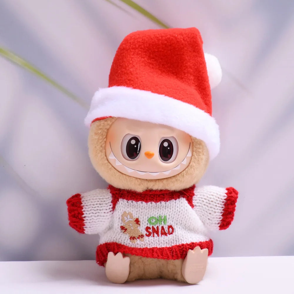 17cm Cute Mini Plush Doll'S Clothes Outfit Accessories For Korea Kpop Exo Labubu Idol Dolls Christmas Knitted Sweater Kid Gift