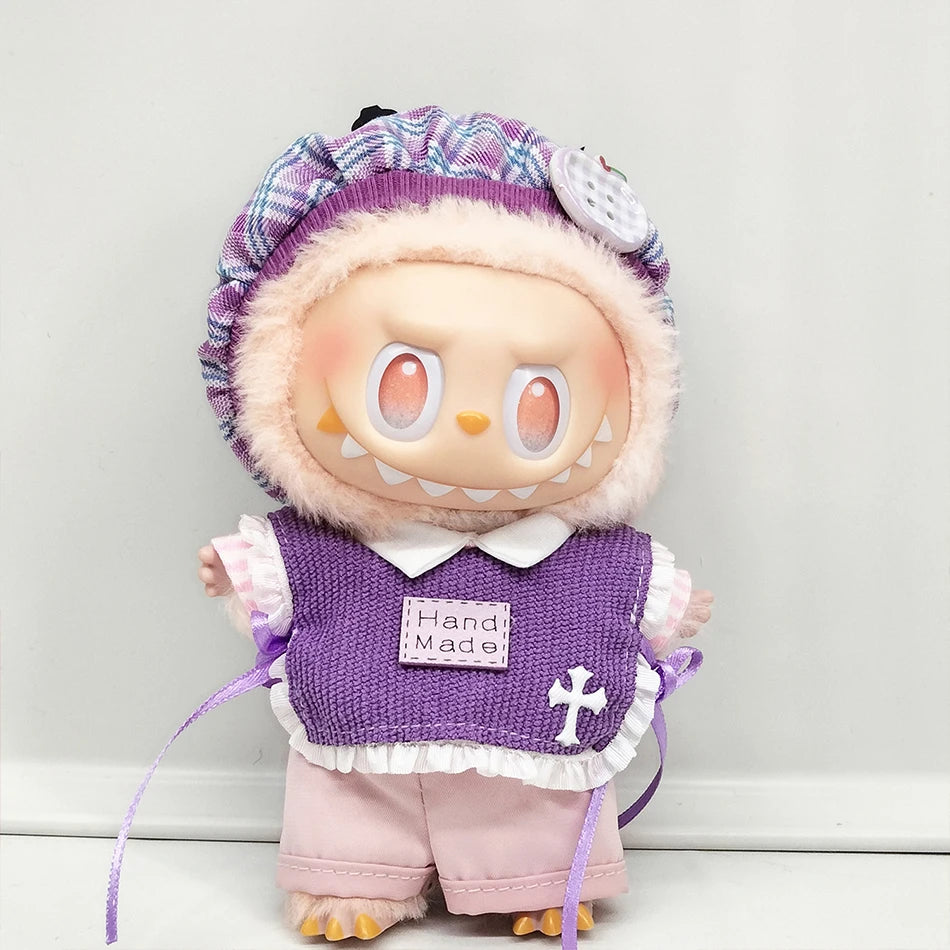17cm Mini Plush Doll'S Clothes Outfit Accessories For Korea Kpop Exo Labubu I II Idol Dolls sit party overalls Clothing Gift